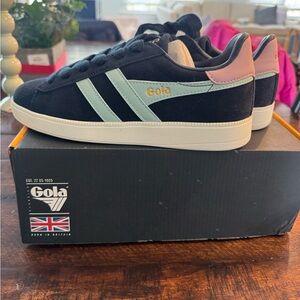Gola Black Sneakers with Pink and Mint Details